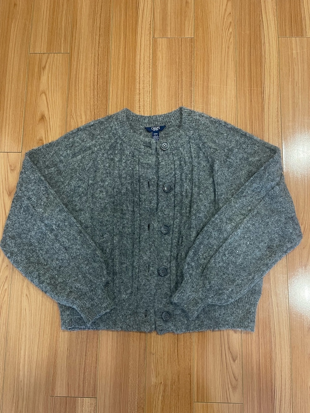 Chaps Heather Gray Button-Up Women's Cardigan